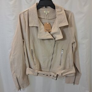 NWT Kori Tan Corduroy Women's Biker Style Jacket Sz L